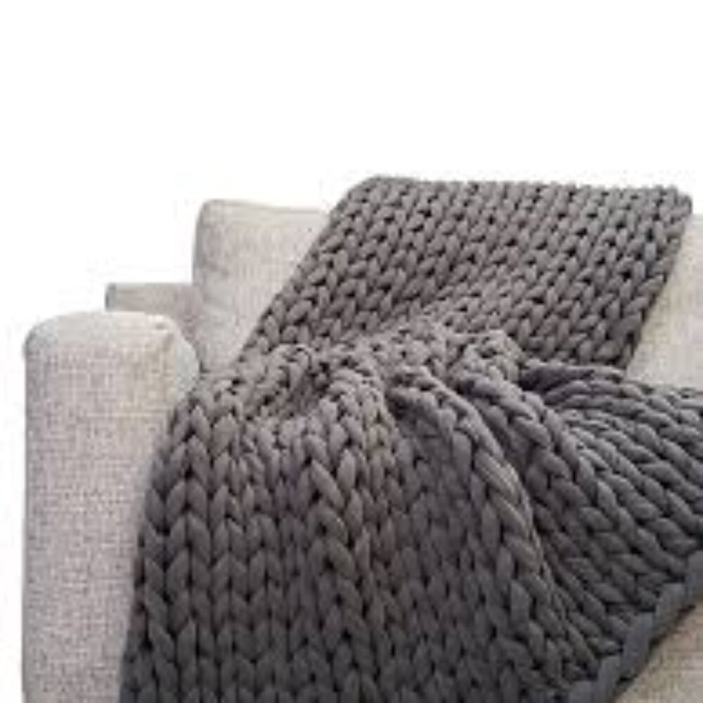 BEARABY Cotton Napper Hand-Knit Weighted Blanket 15 lbs (40"x72") Asteroid Grey